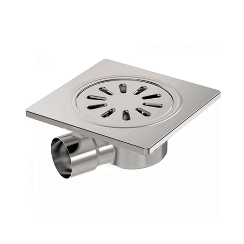 Трап-лоток с горизонт. (угловым) выпуском 15см х 15см (нерж.сталь)