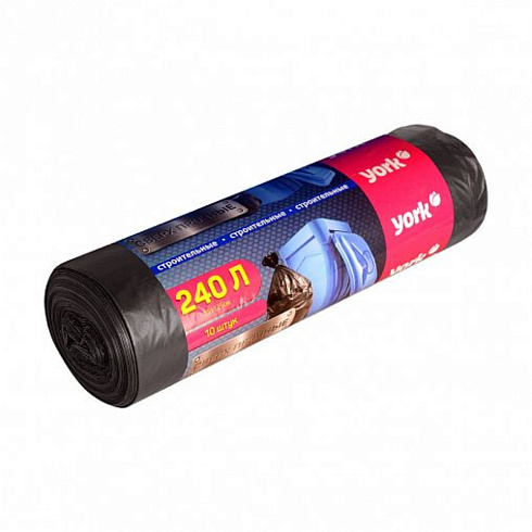 Мешки для мусора черные "YORK" 240л рулон 10шт (217429)