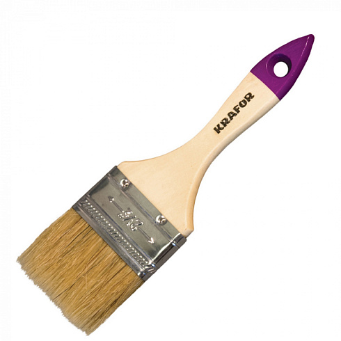Кисть плоская №2 дерев.ручка натур.щетина Krafor 002-0020