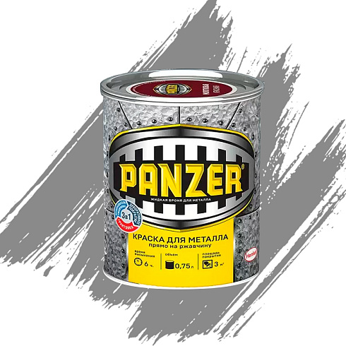 Грунт-эмаль по ржавчине "PANZER" гладкая серая 0,9л (14)