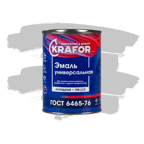 Эмаль ПФ-115  СЕРАЯ 0,8кг "KRAFOR"