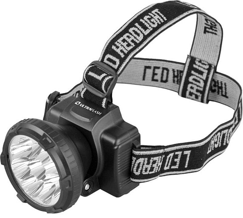 Фонарь налоб.аккум. LED5363 (9LED 2 реж 220В черн.) Ultraflash 11257