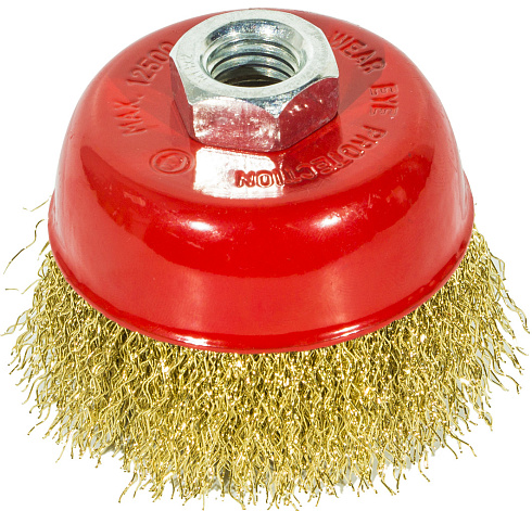 Щетка для УШМ "Чашка", латун.витая проволока, 65мм/М14 "Кедр" 147-0065