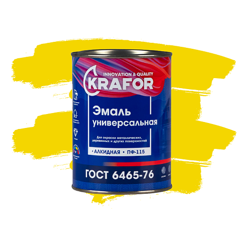 Эмаль ПФ-115  ЖЕЛТАЯ  0,8 КГ (6) "KRAFOR"