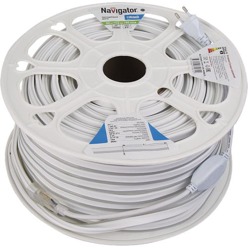 Лента светодиод. Navigator 71 931 Синий в белом силиконе 220V