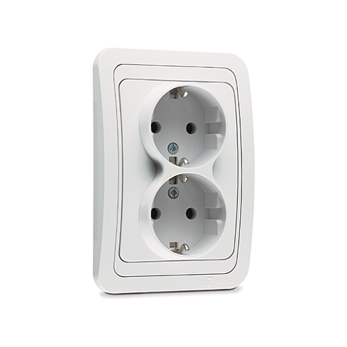 Розетка 2-м СП Mimoza с/з бел/бел. 12082