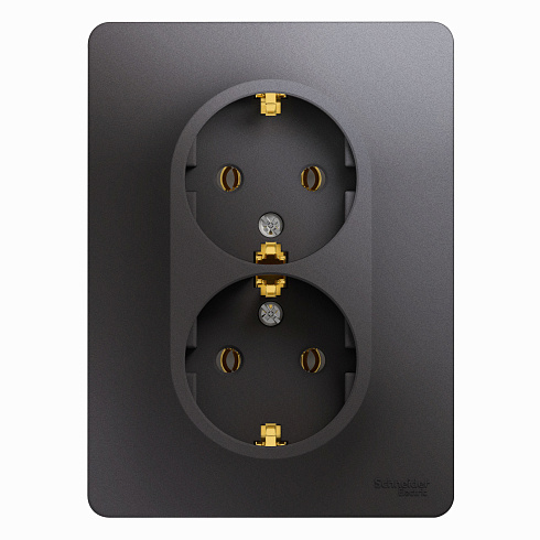Розетка 2-м Glossa с/з в сборе графит Sche GSL001324