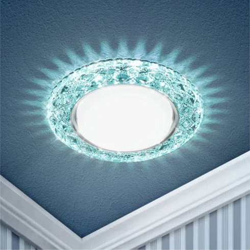 Светильник DK LD24 BL/WH декор со светодиод.подсвет. GX53 с голуб. ЭРА Б0029633