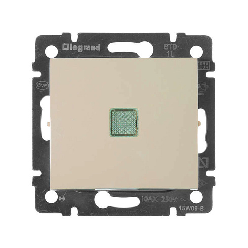 Выкл механизм. 1-кл СП Valena с зел.инд.сл.к.Leg 774310