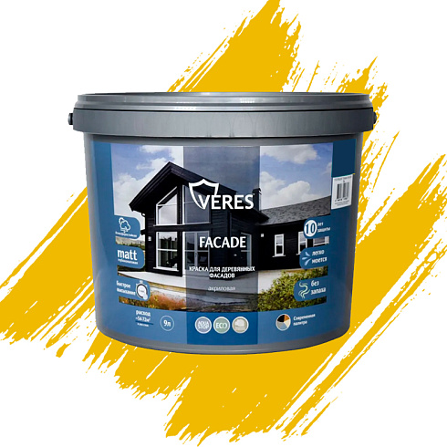 Краска "FACADE" для деревянных фасадов акриловая "Медовый" 9л "Veres"