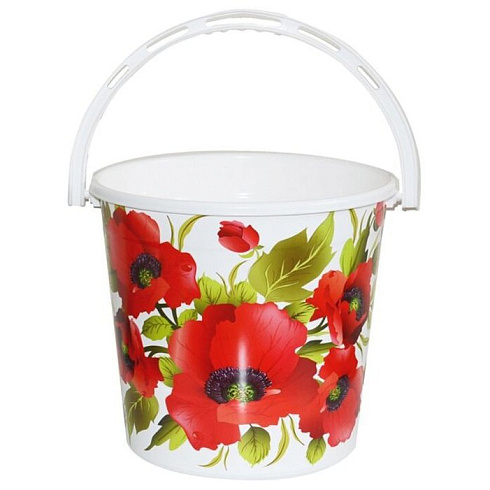 Ведро пласт. пищевое (КРАСНЫЕ, СИНИЕ МАКИ) 10л  "Виолет"