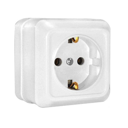 Розетка 1-м ОП Олимп 16А с/з бел.О0028