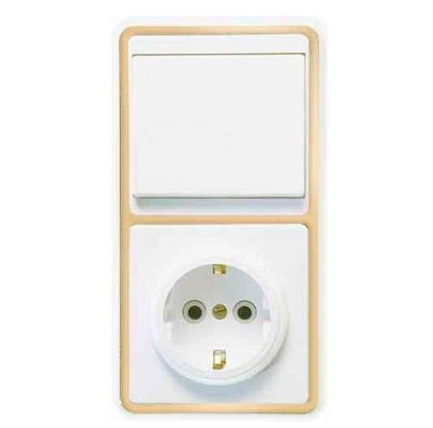 Блок 1кл выкл. подс.+роз. с заземл.зол. Бэлла БКВР-056 (Кунцево 5822)