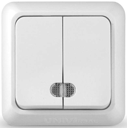 Выкл.2-кл.ОП Олимп 10А с инд.О0123