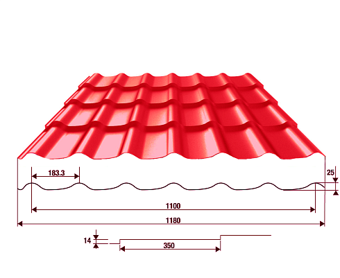 М/ч Монтеррей 2200х1180х0,4 (вишневый RAL 3005)