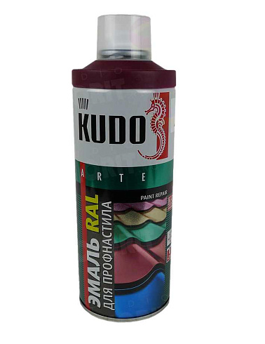 Краска Аэрозоль для металлочерепицы ВИННО-КРАСНЫЙ (RAL 3005) 520 мл "KUDO" KU-03005-R