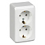 Розетка 2-м ОП Этюд 16А с заземл. без защ.шторок бел. SE PA16-007В