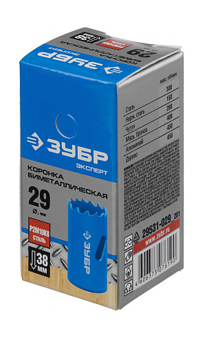Коронка "ЗУБР" биметалл. быстрореж.сталь  29мм (29531-029_z01)