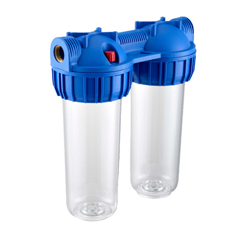 Фильтр для воды с прозрач.корп. двойной 1/2" (без катридж.) SMS-50/2 (SL10) (03417)