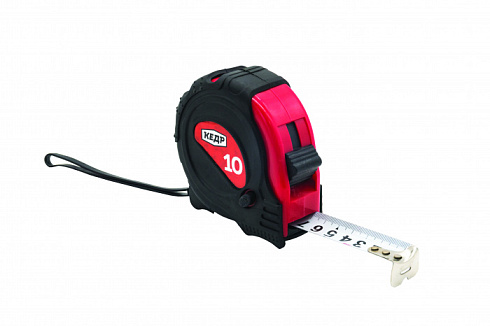 Рулетка красный обрез.корпус с ФИКСАТОРОМ 10м "Кедр" 016-1025 (6)