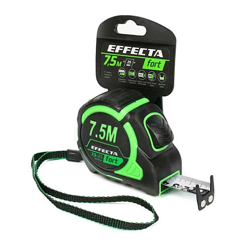 Рулетка Effecta Fort 7,5мх25мм, Автостоп 2-х стор шкала, магнит (799719)