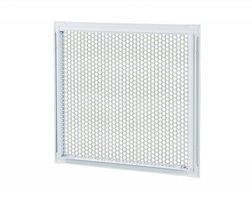 Решетка плоская с подгибом 400х400 круг метал. бел. RAL9016