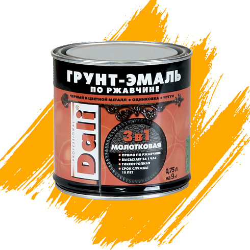 ГРУНТ-ЭМАЛЬ ПО РЖАВЧИНЕ "DALI" 3 в 1 молотковая медная 0,75 Л (6) Рогнеда