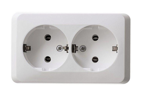 Розетка 2-м ОП Этюд 16А с заземл. без защ.шторок бел. SE PA16-007В