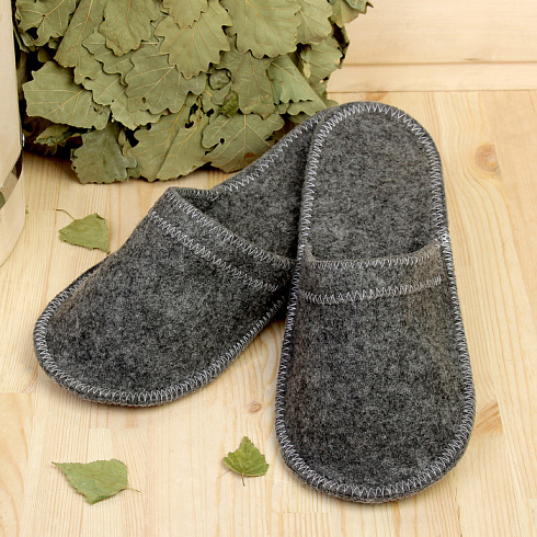 Тапочки для бани Эконом войлок, серые (2603718)